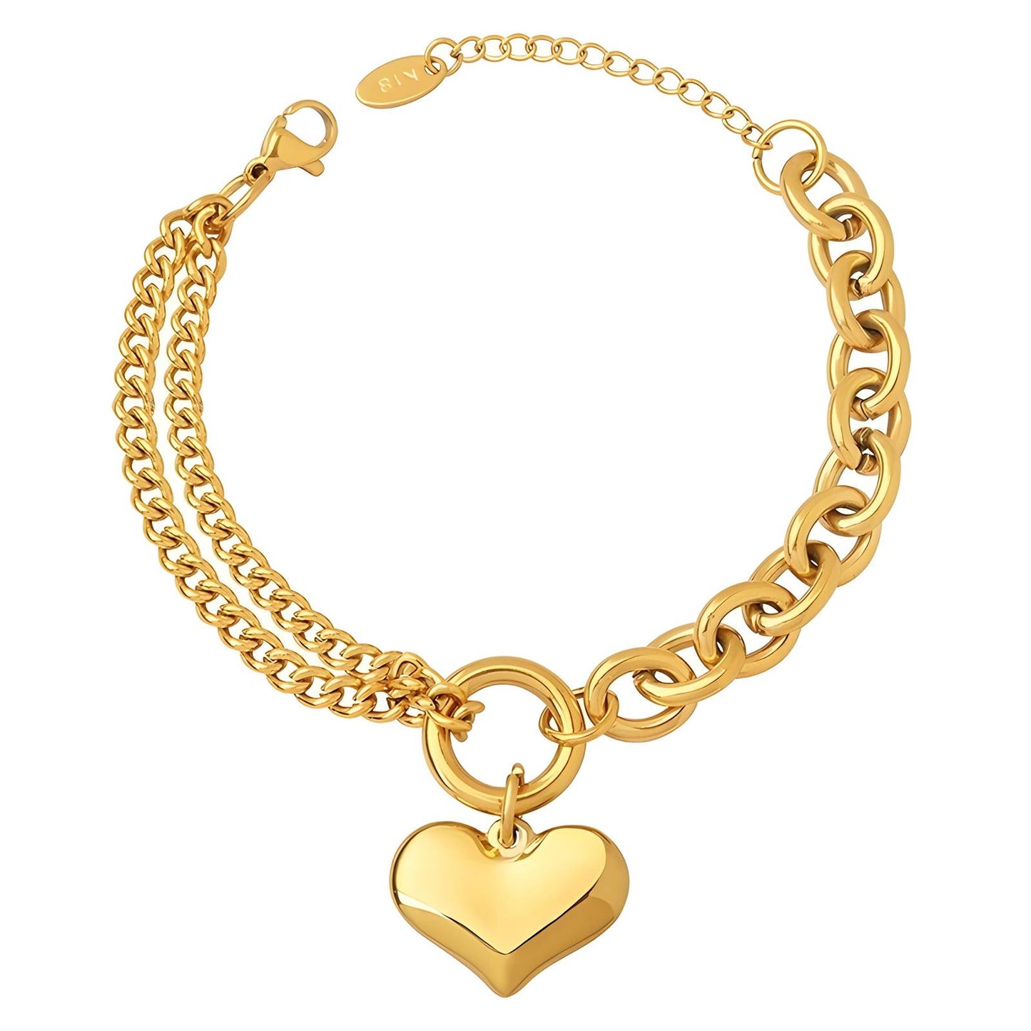 Heart Bracelet, 18K Gold Plated Steel