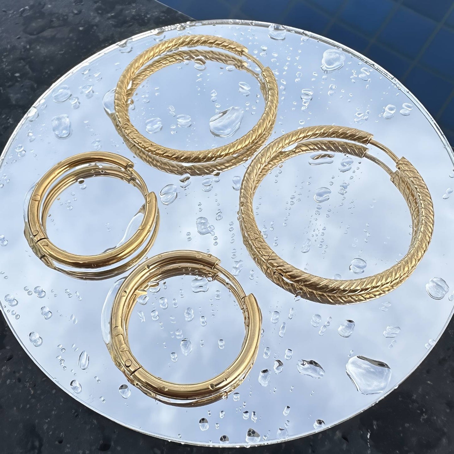 Earrings, 18K Gold Plated Steel