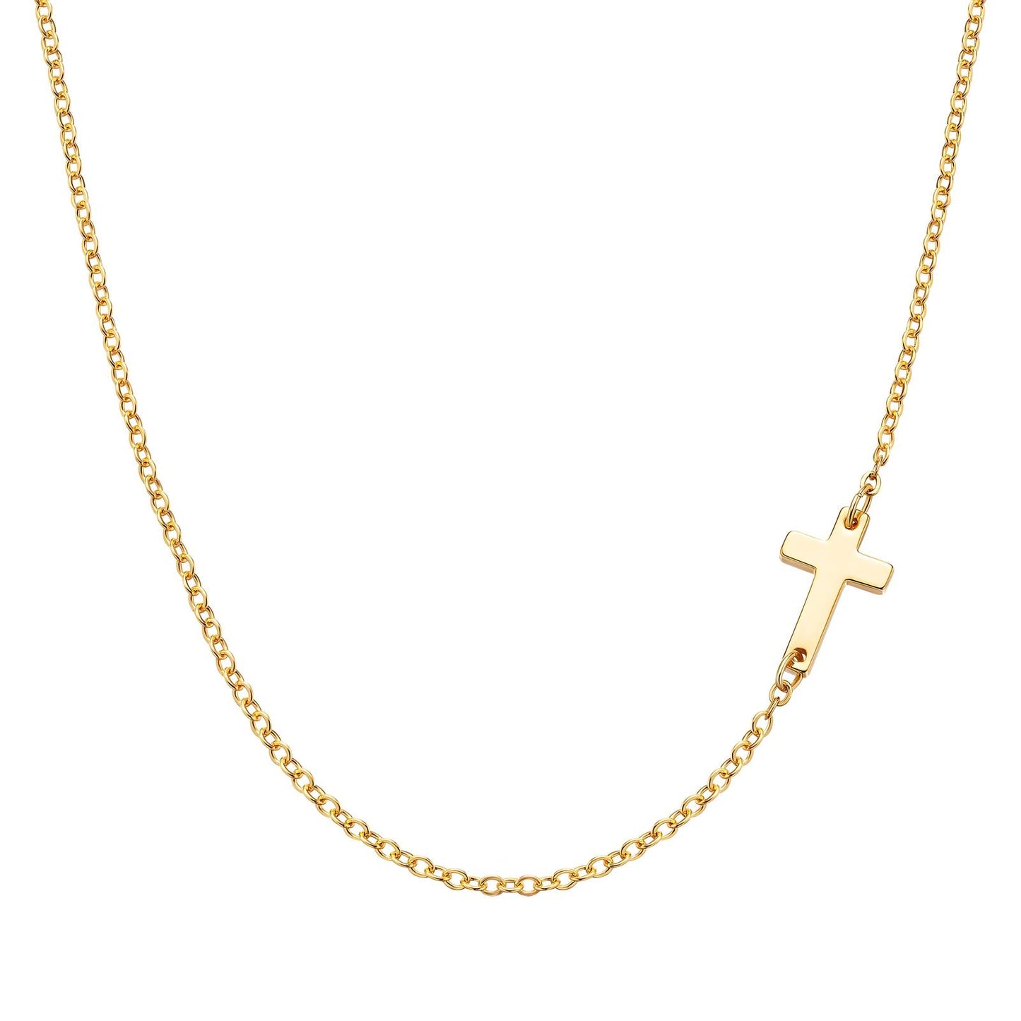 Crosses Necklace, 18K Gold Plated Steel