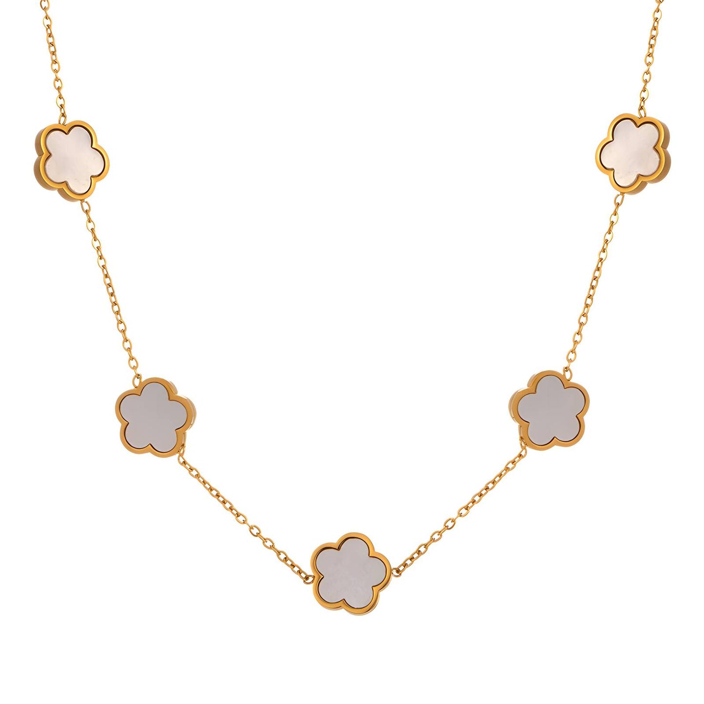 Flower Meadow Necklace, 18K Gold Plated Steel