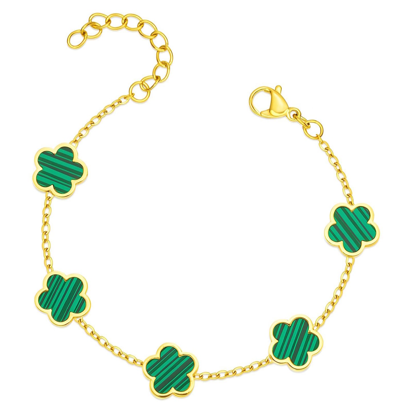 Flowers Bracelet, 18K Gold Plated Steel