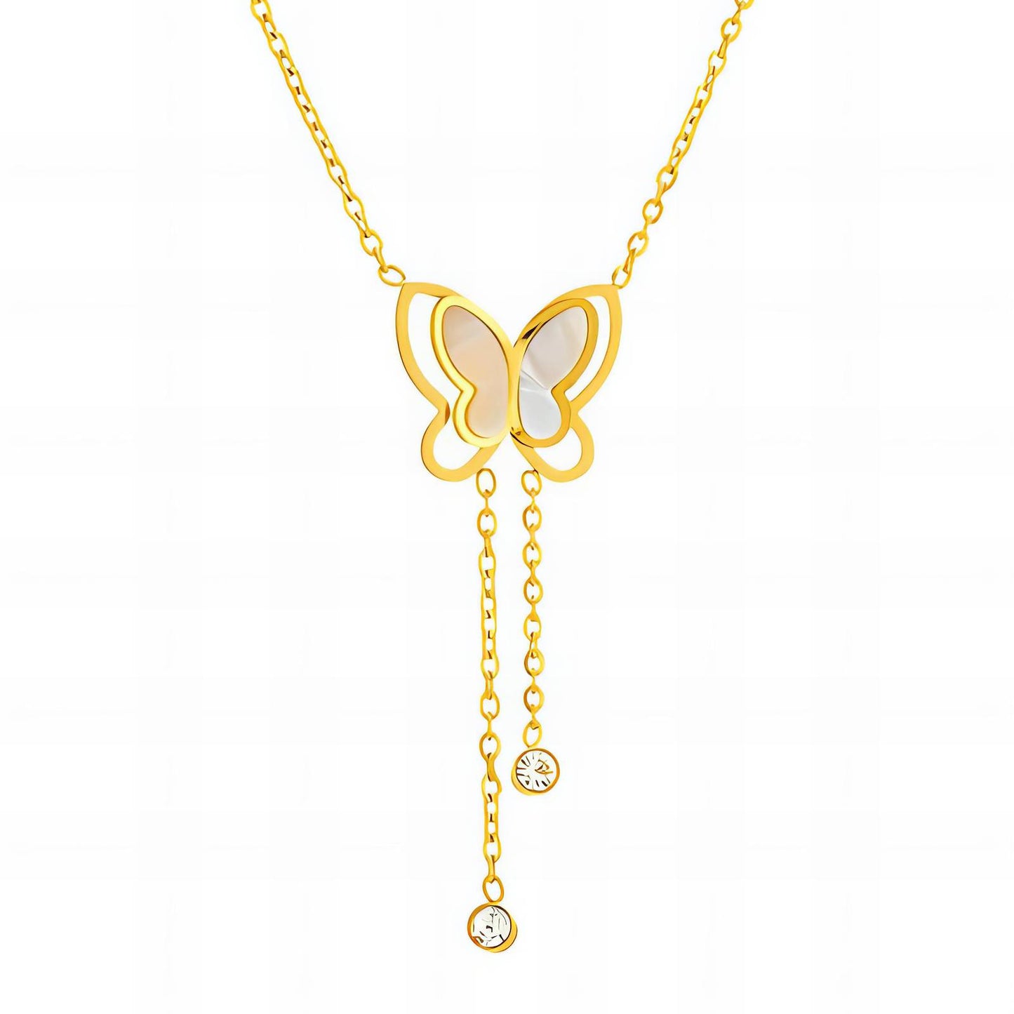 18K gold plated Stainless steel Butterfly necklace, Intensity