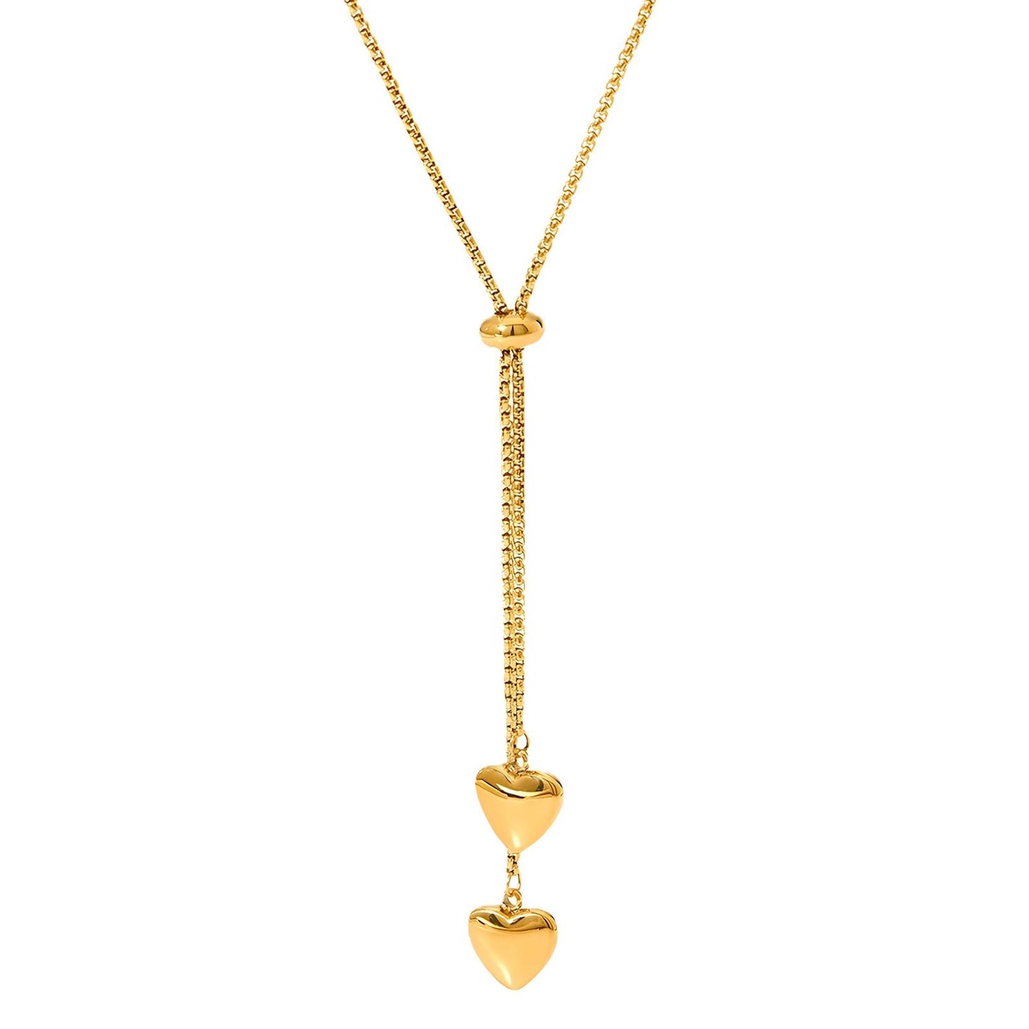 Hearts Necklace, 18K Gold Plated Steel