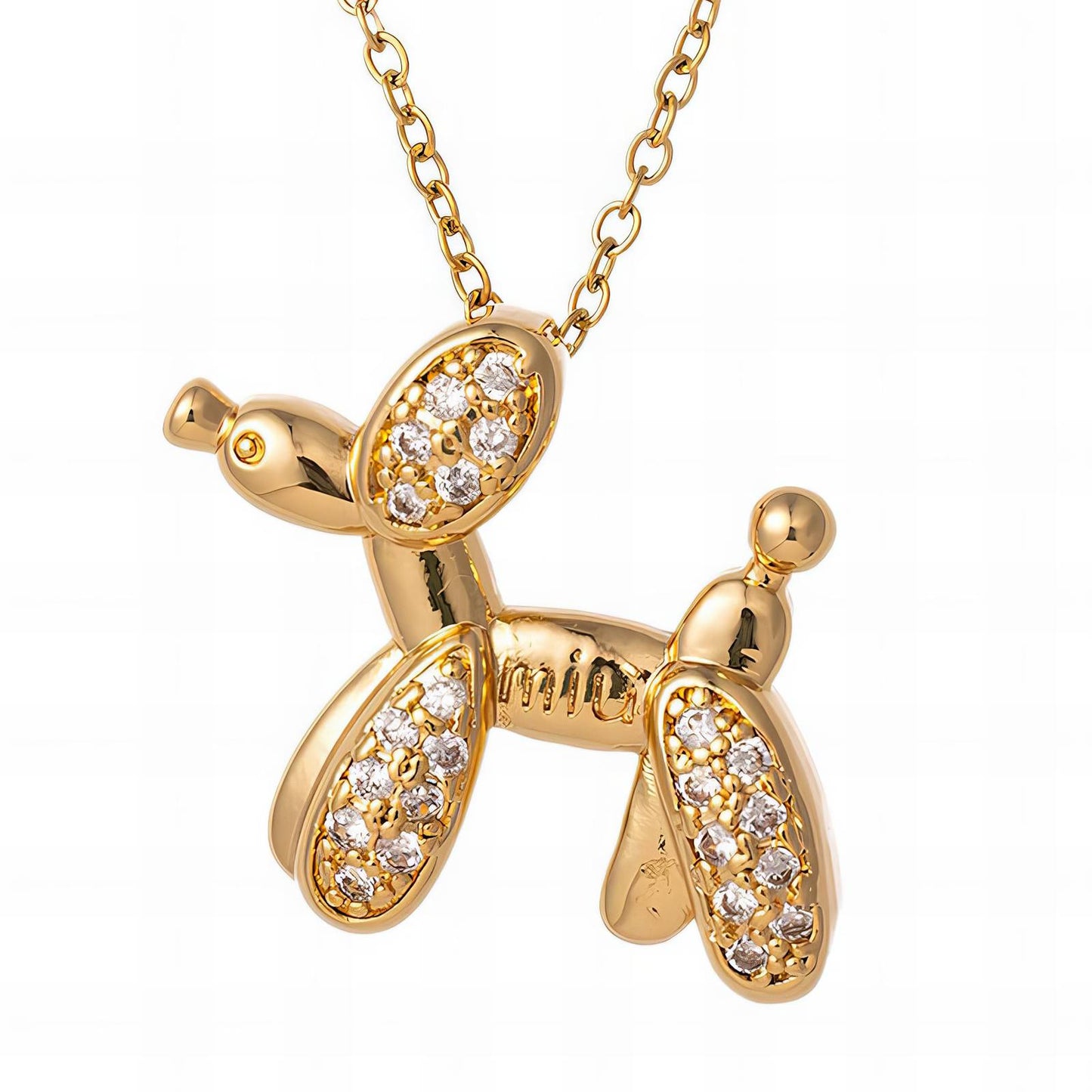 Dog Necklace, 18K Gold Plated Steel