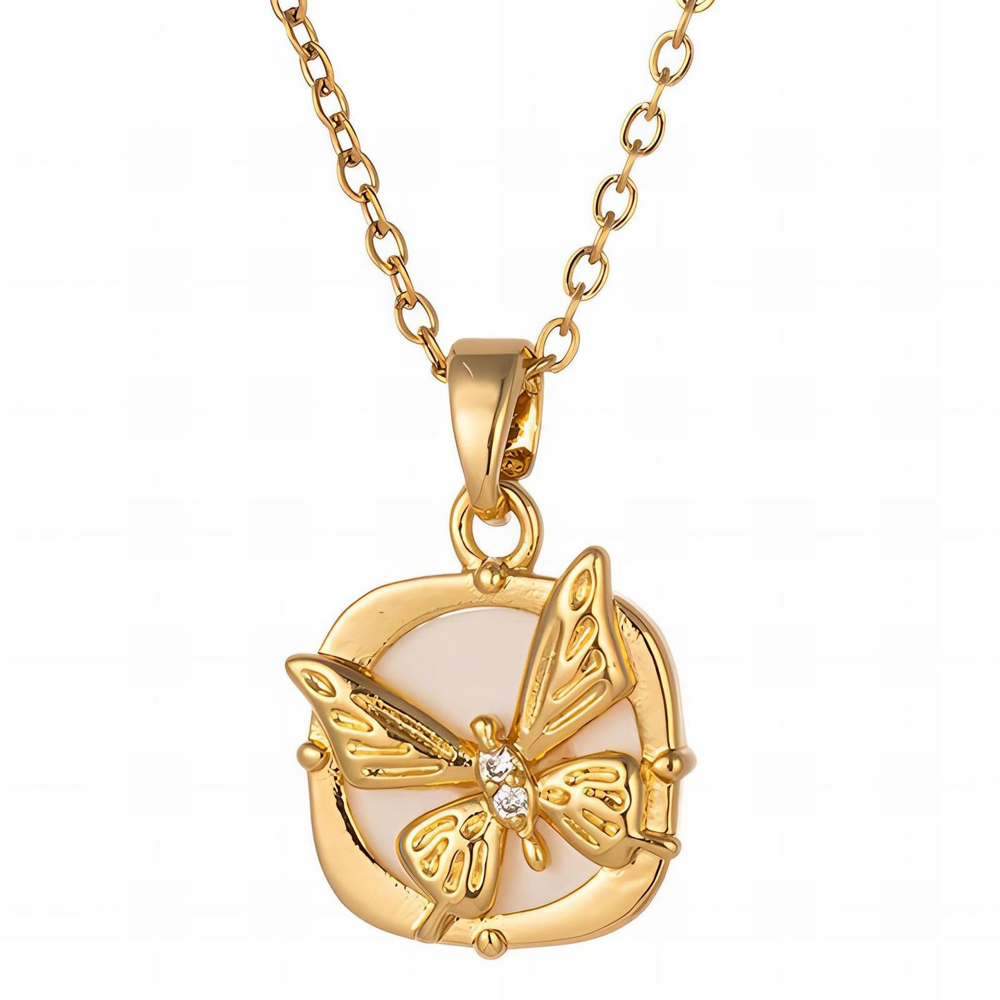 Butterfly Necklace, 18K Gold Plated Steel