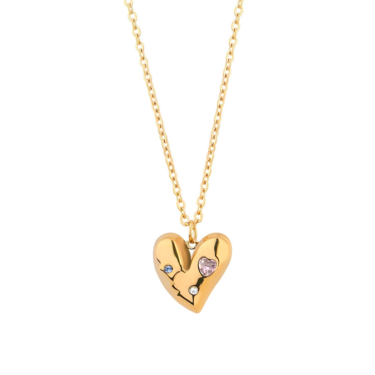 Heart Necklace, 18K Gold Plated Steel
