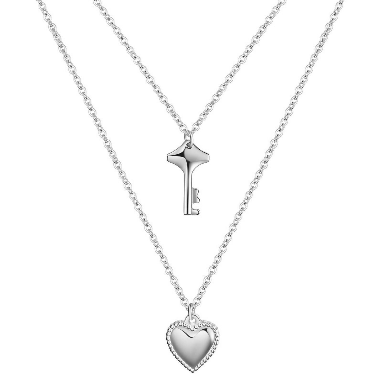 Stainless steel Heart and Key necklace