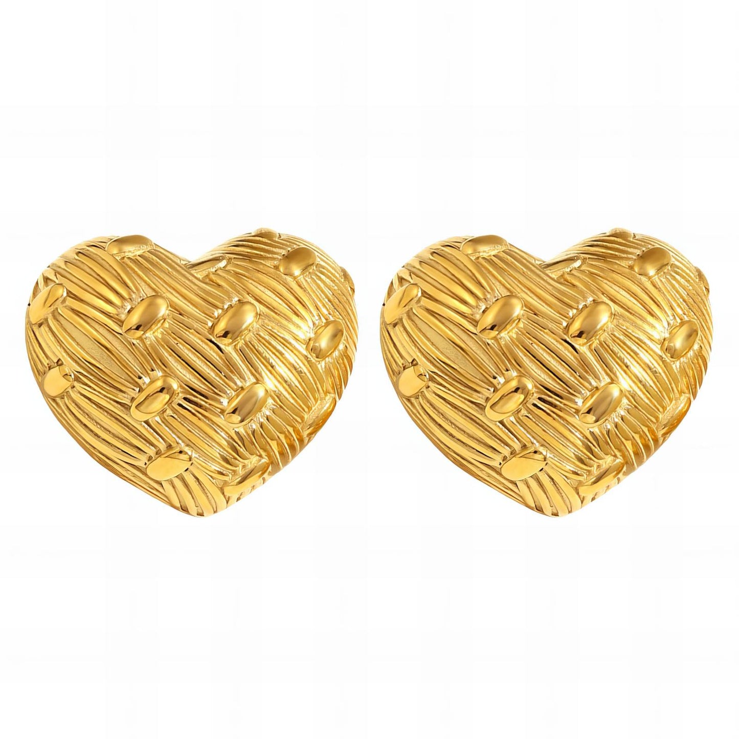 Hearts Earrings, 18K Gold Plated Steel