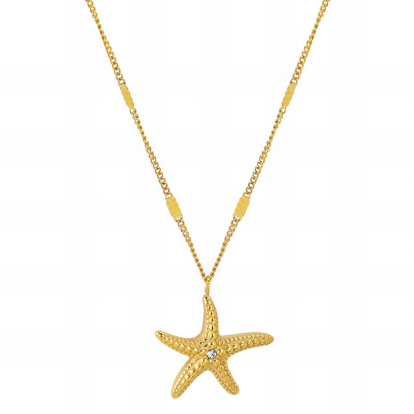 Starfish Necklace, 18K Gold Plated Steel