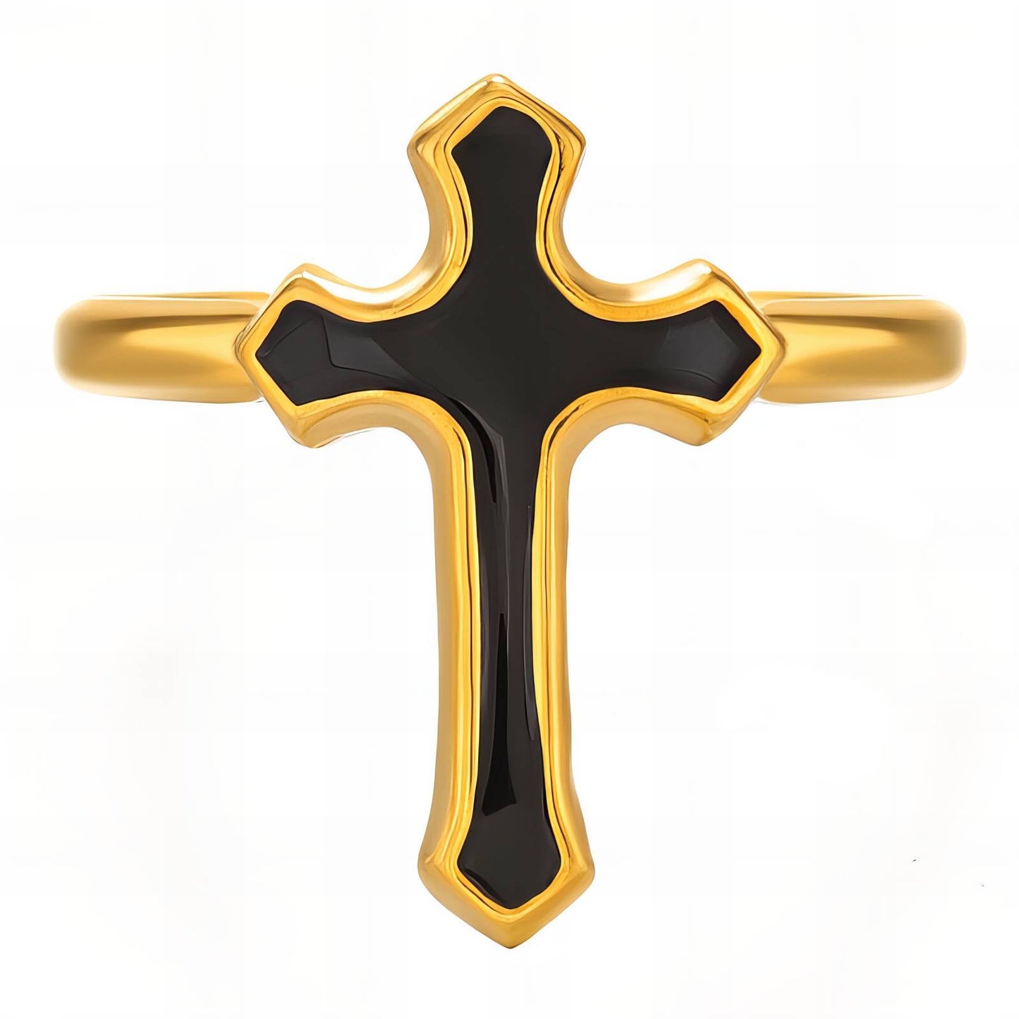 Crosses Ring, 18K Gold Plated Steel