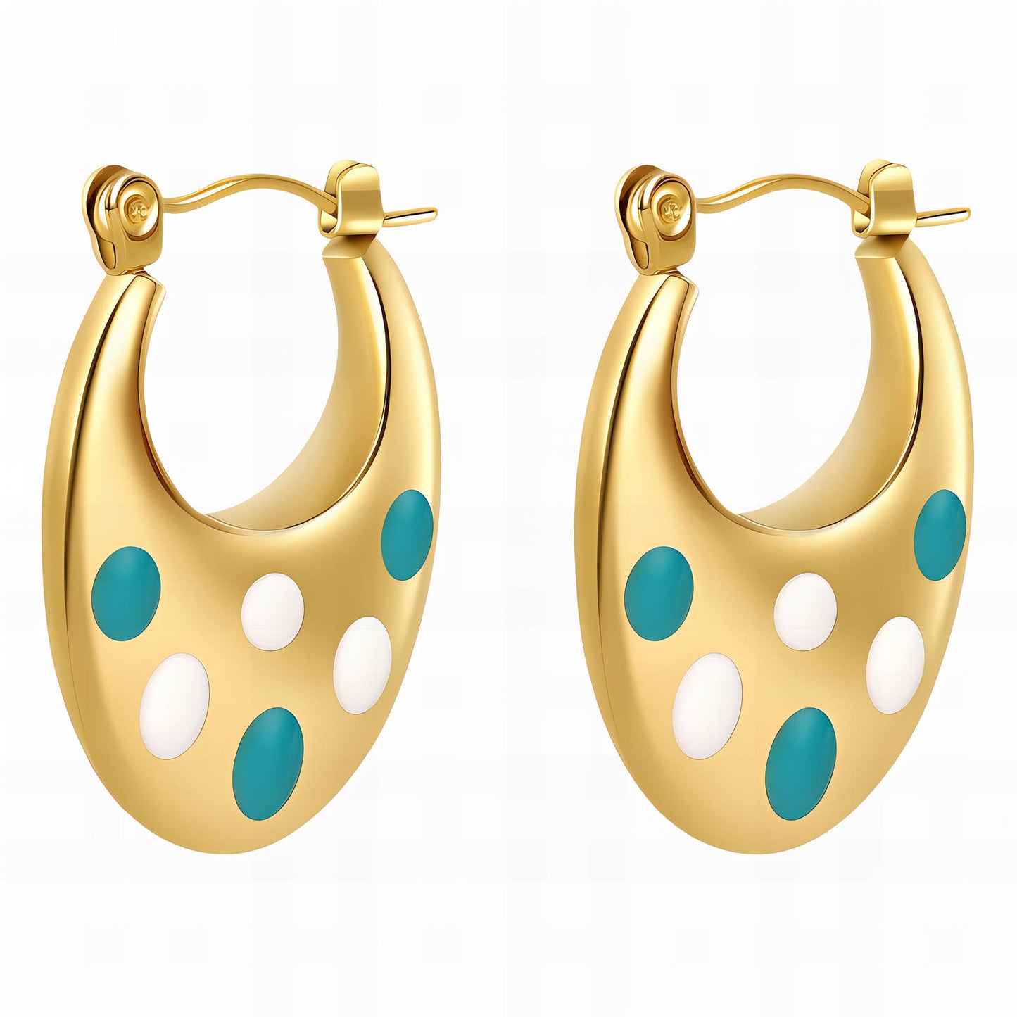 Earrings, 18K Gold Plated Steel