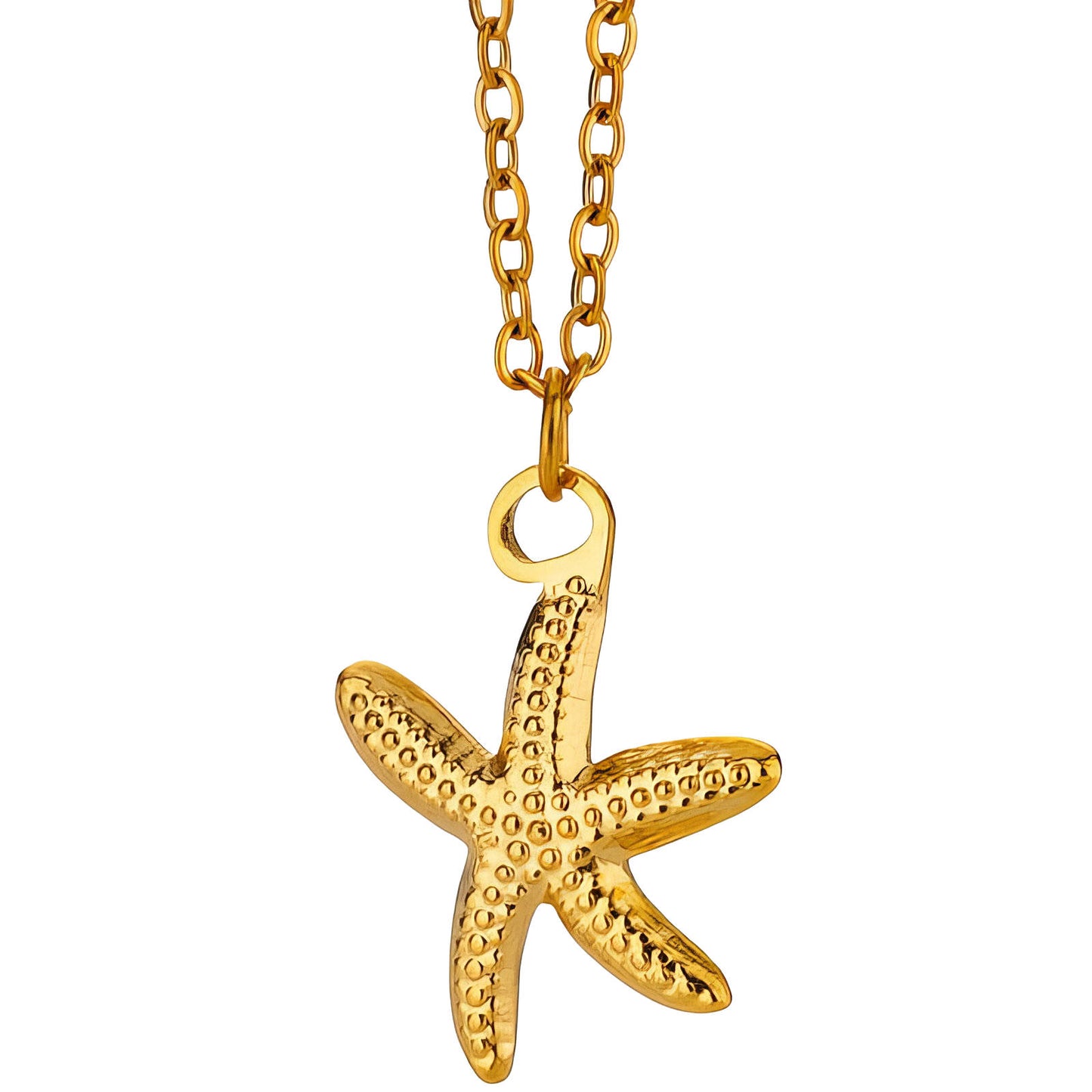 Starfish Necklace, 18K Gold Plated Steel