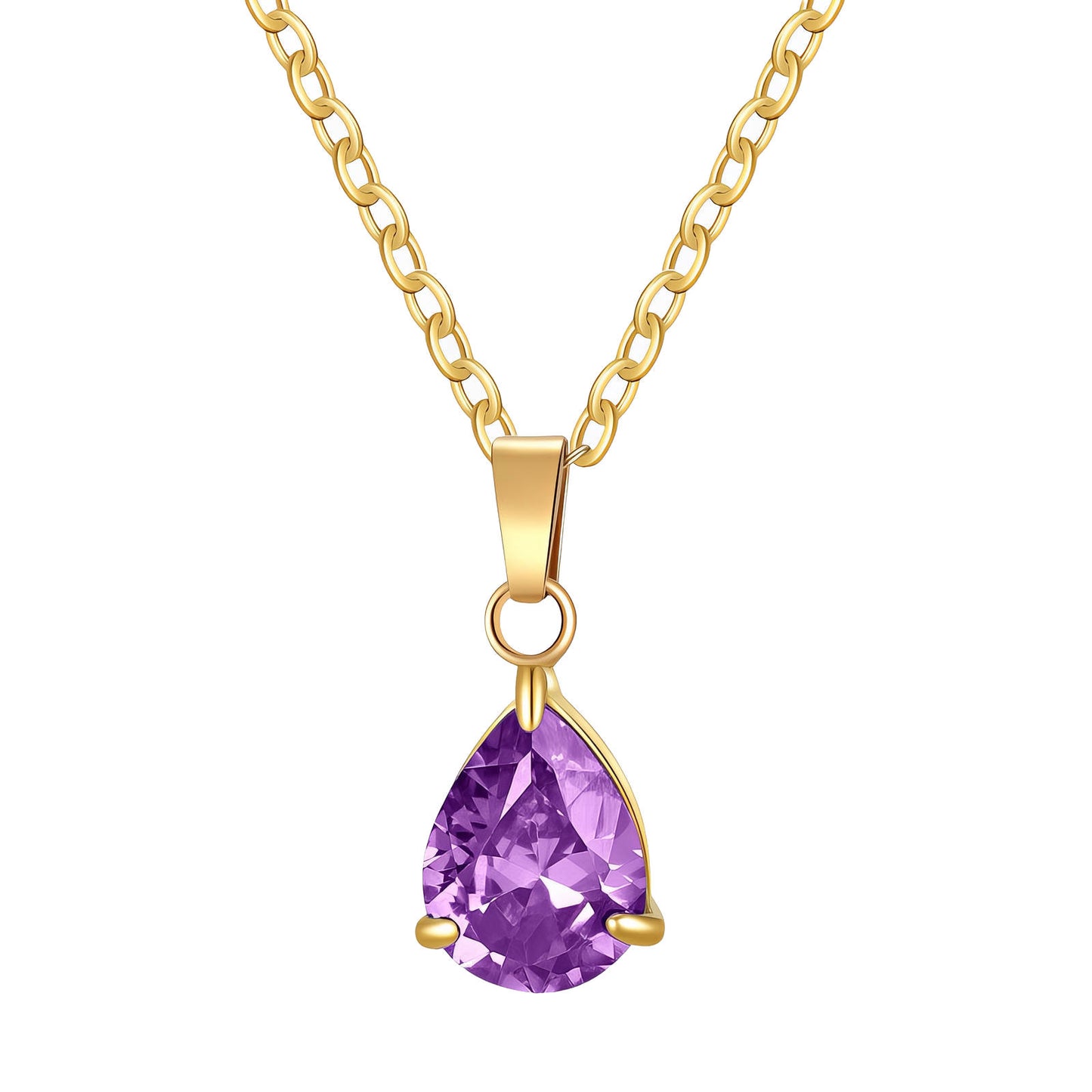 Teardrop Necklace, 18K Gold Plated Steel