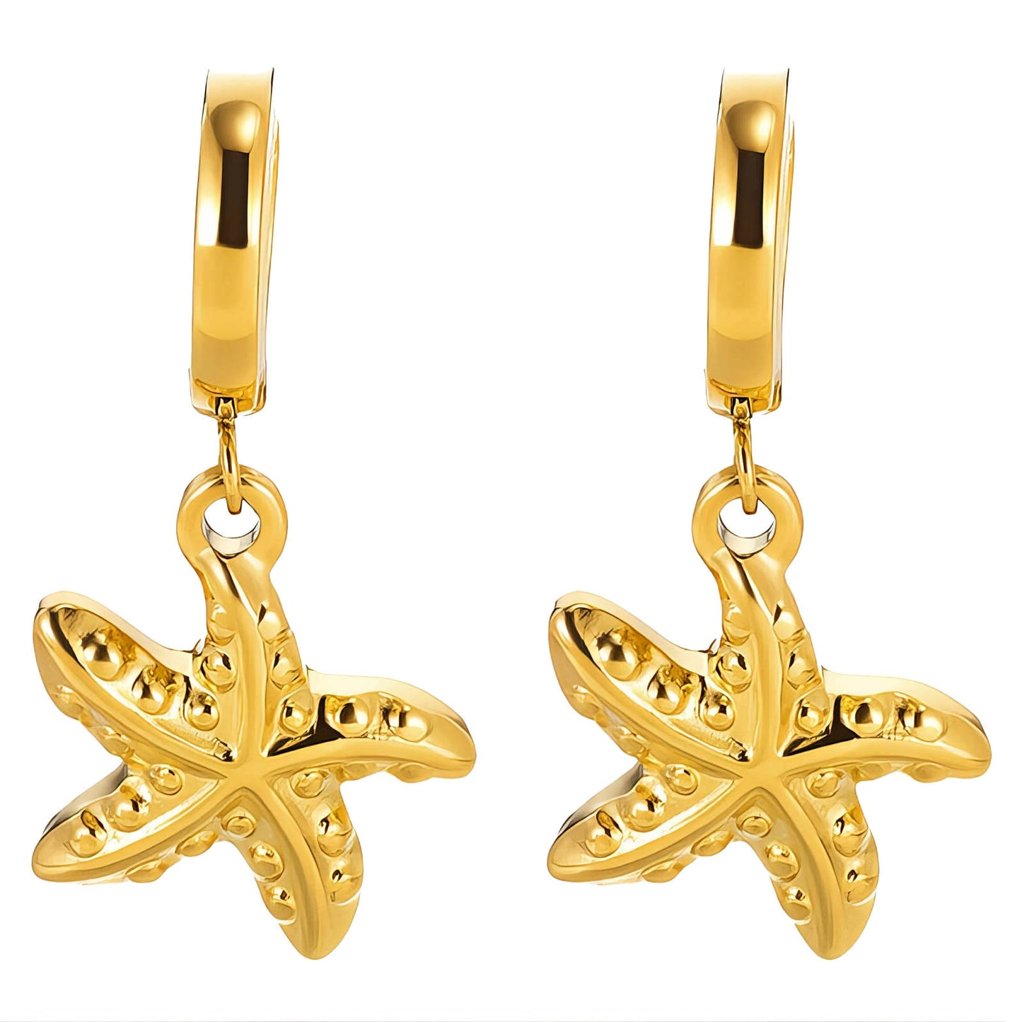 Starfishes Earrings, 18K Gold Plated Steel