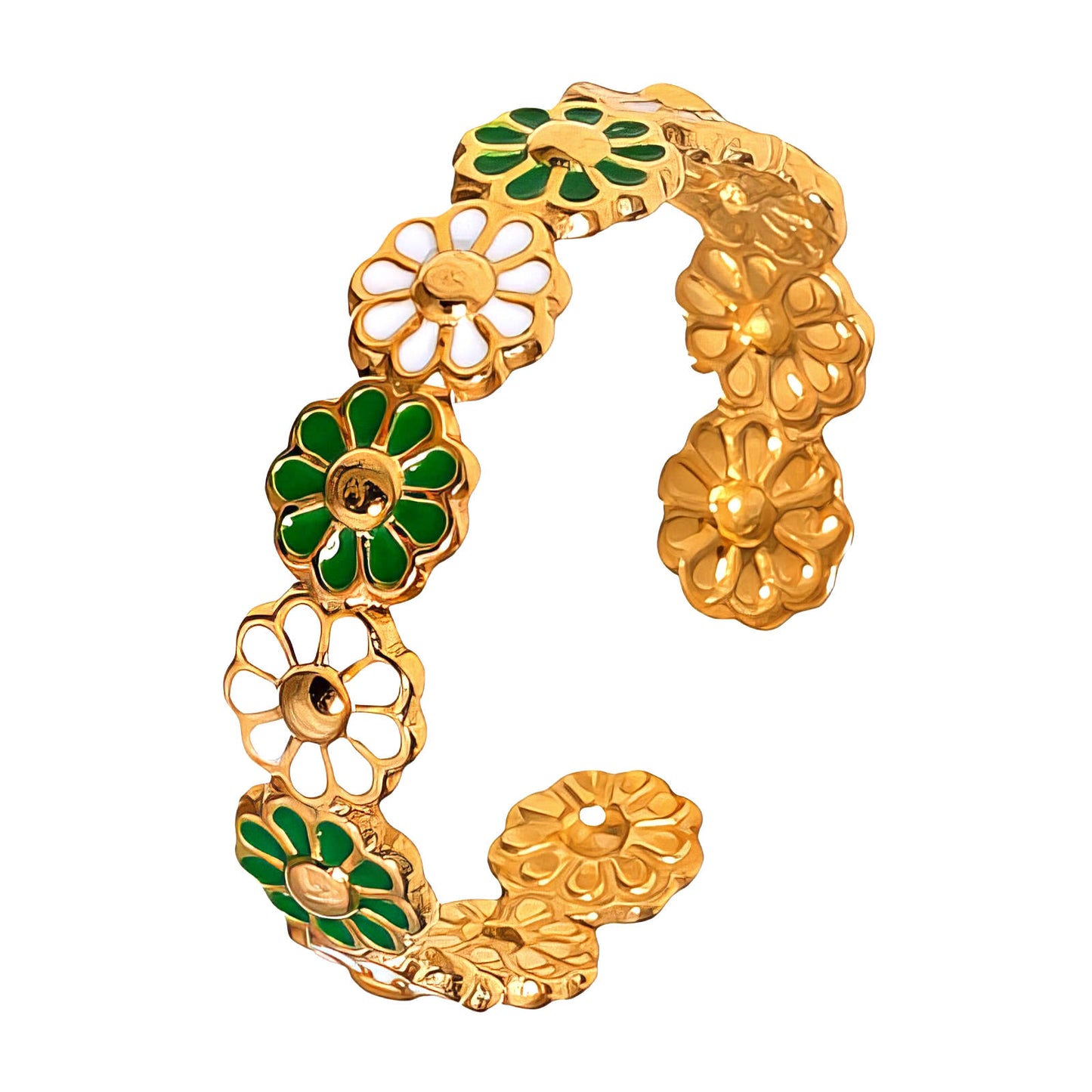 Flower Meadow Ring, 18K Gold Plated Steel