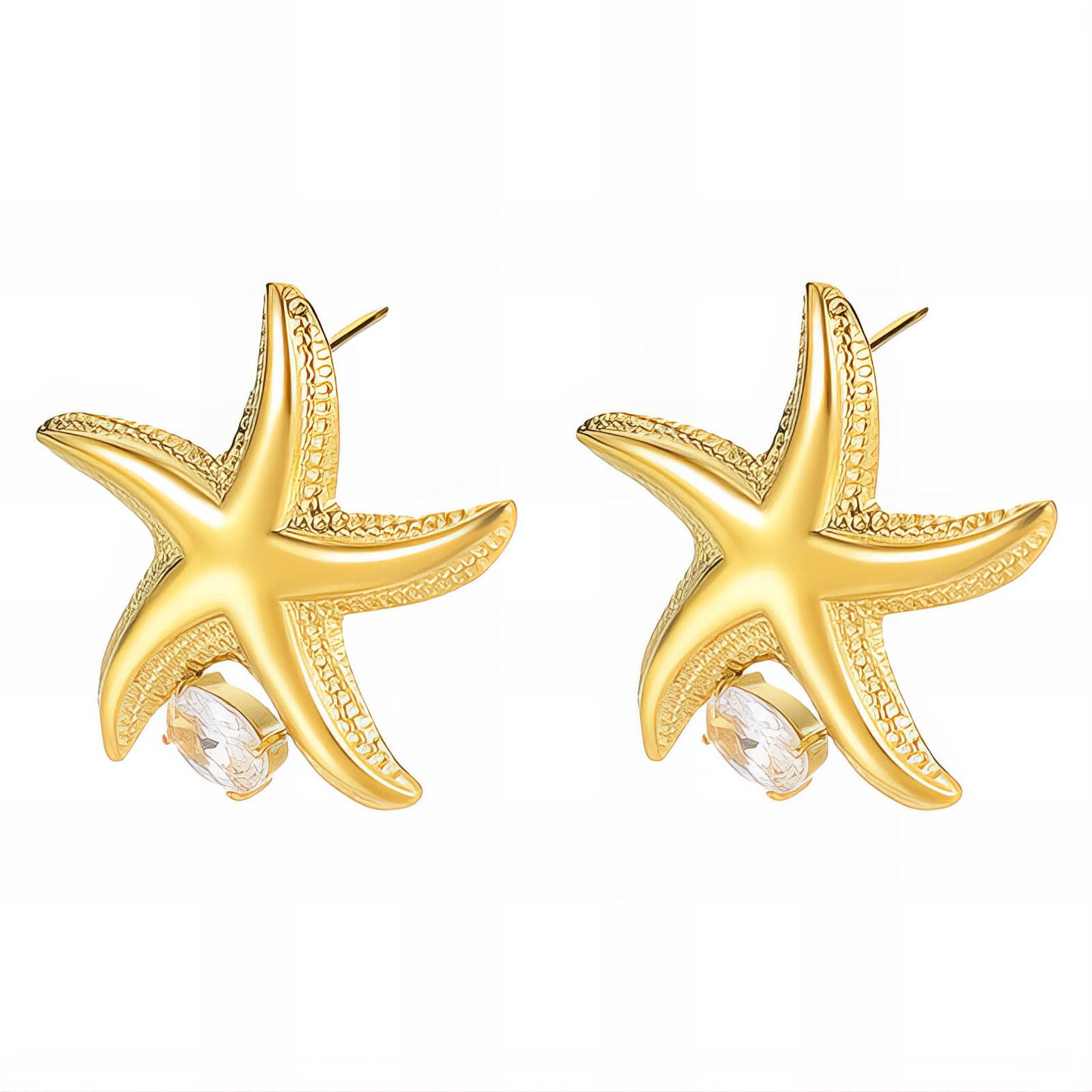 Starfishes Earrings, 18K Gold Plated Steel