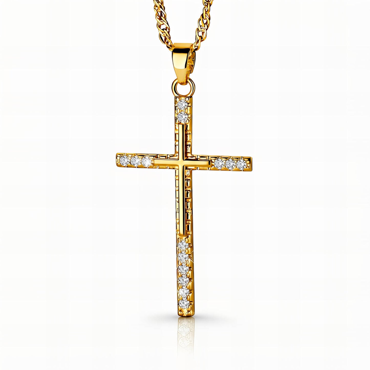 Crosse Necklace, 18K Gold Plated Steel