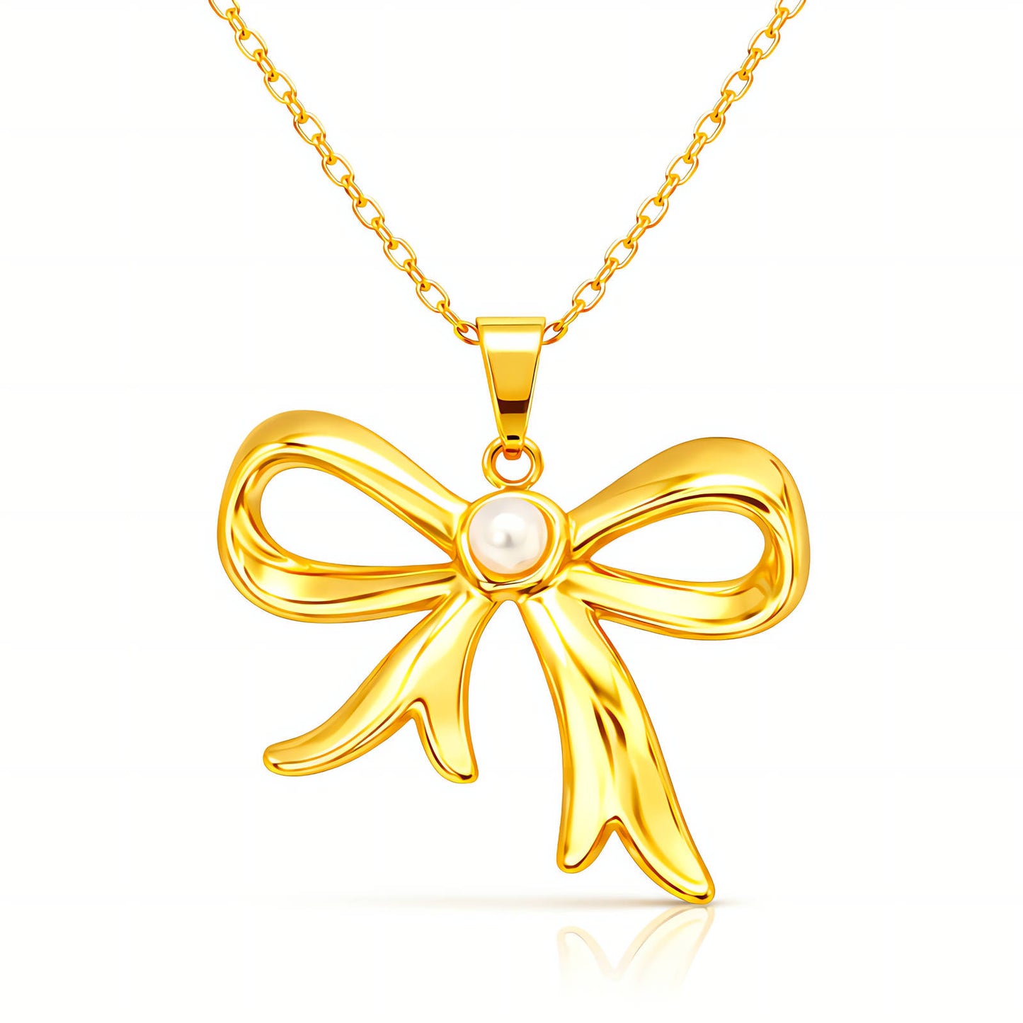 Bow Necklace, 18K Gold Plated Steel