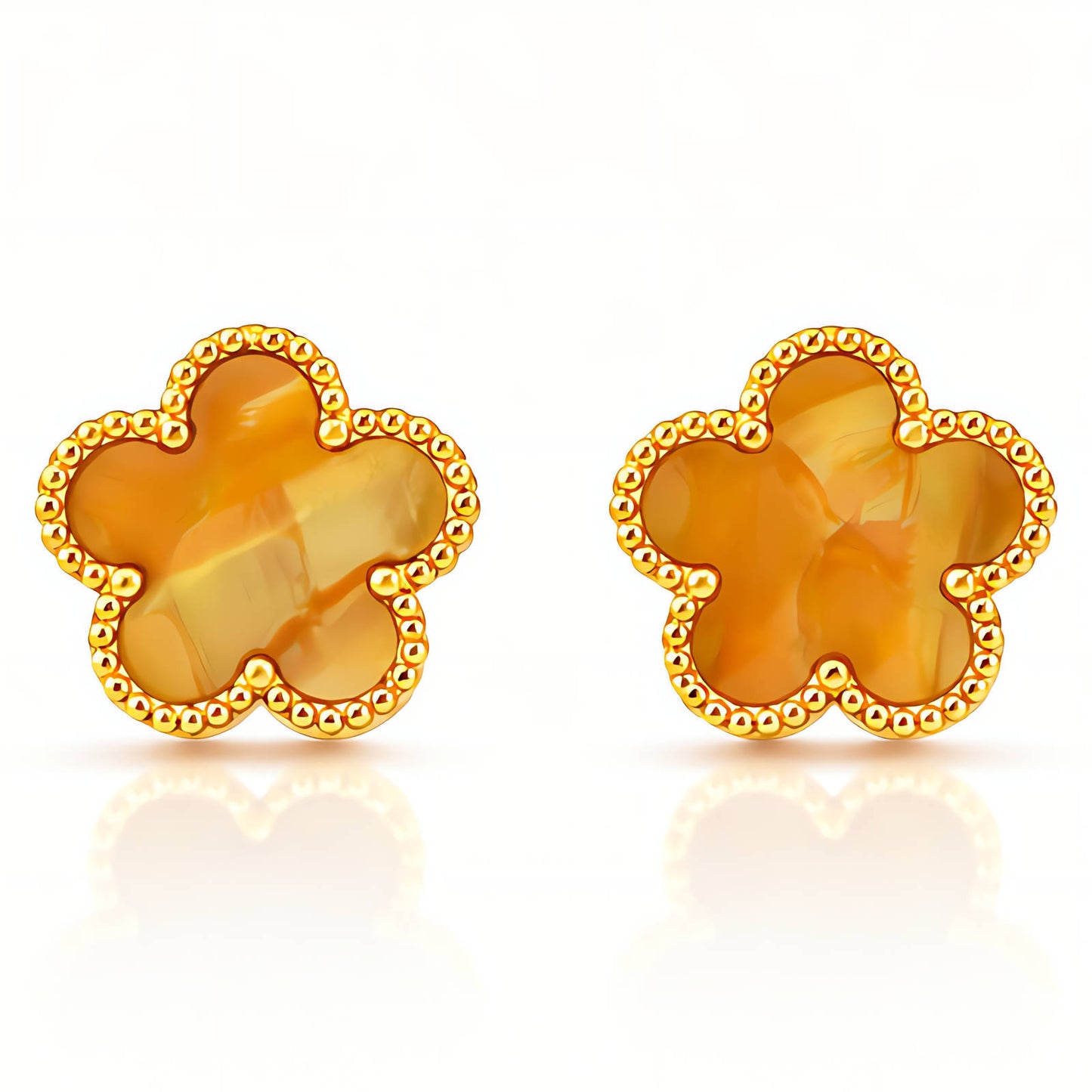 Flowers Earrings, 18K Gold Plated Steel