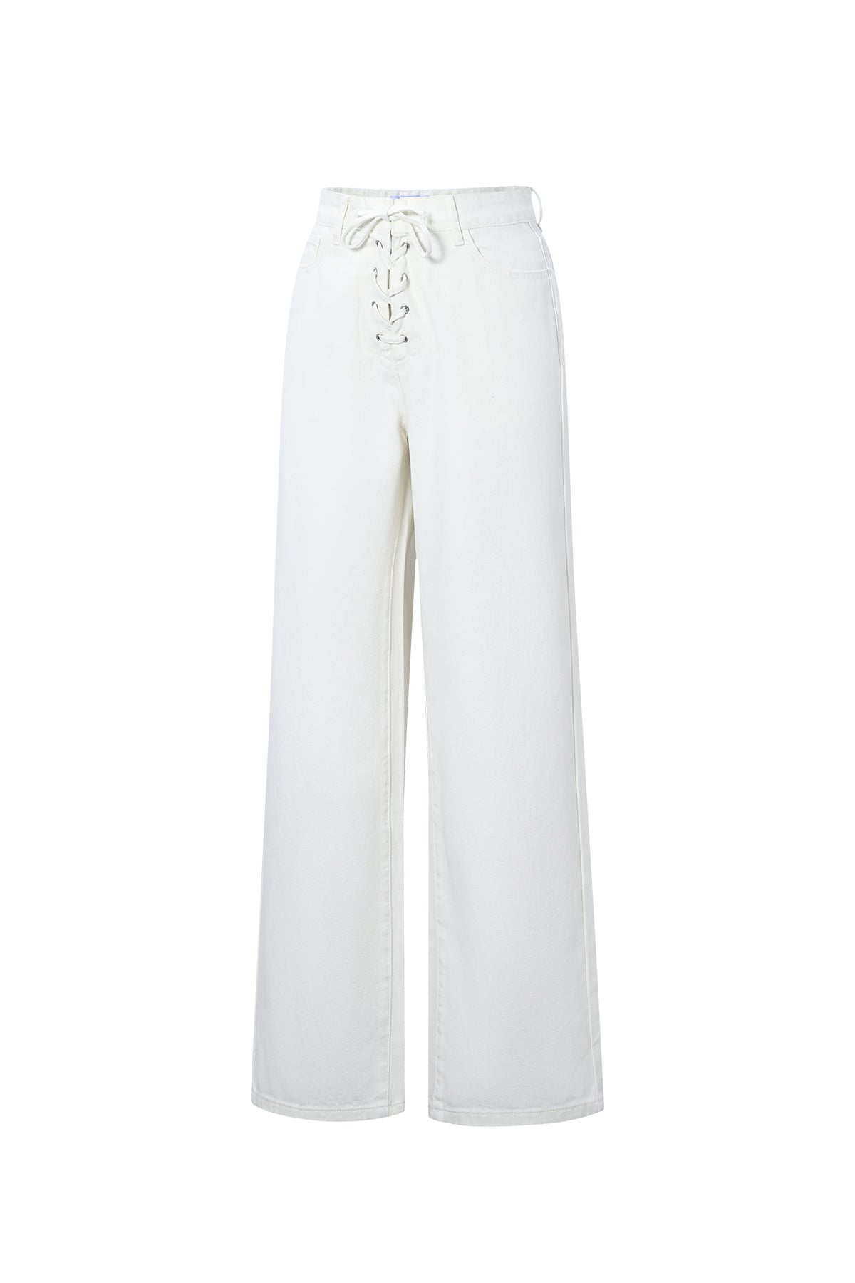 Jeans met vetersluiting