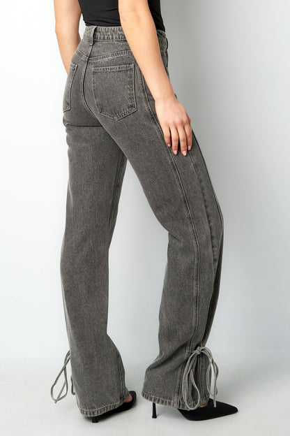 Cotton Woven Vrouwen Rechte Jeans Casual Knopen Detail