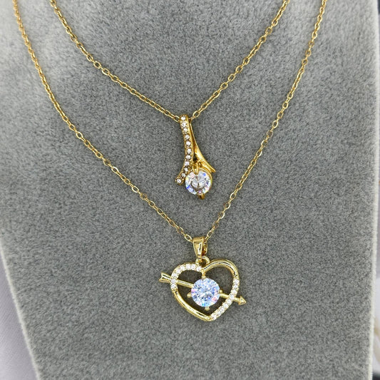 18K gold plated Stainless steel  Heart necklace, Intensity