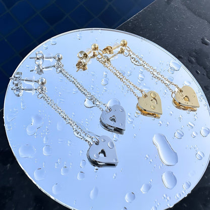 Hearts Earrings, 18K Gold Plated Steel