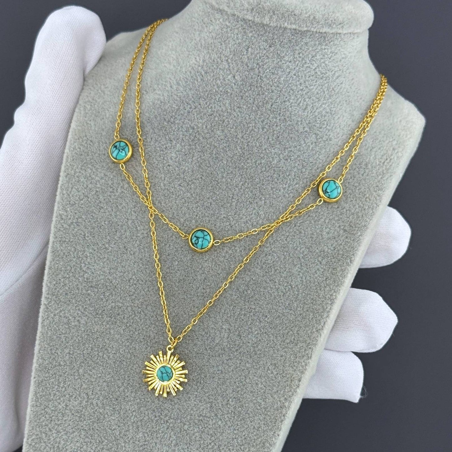 Sun Necklace, 18K Gold Plated Steel