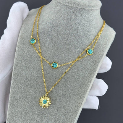 Sun Necklace, 18K Gold Plated Steel