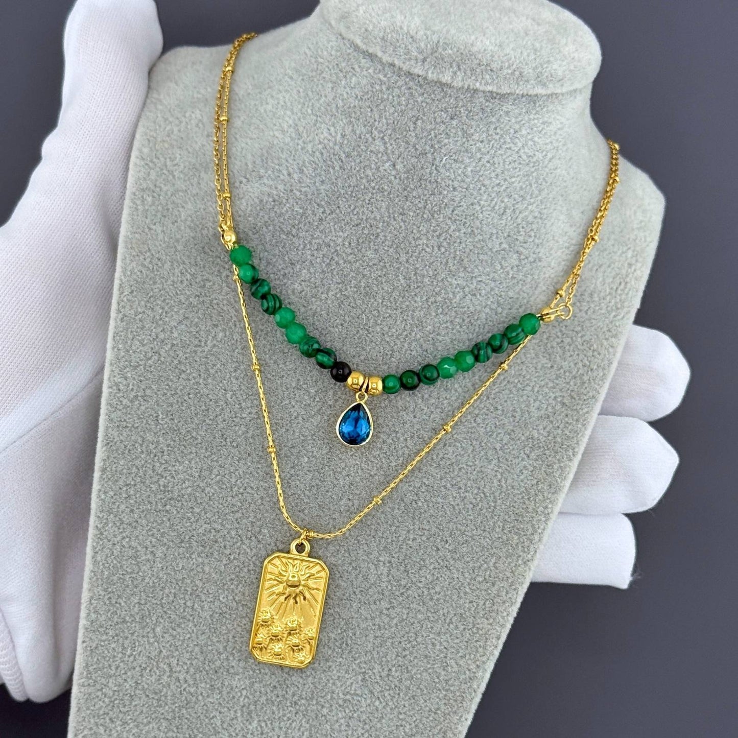 Sun Necklace, 18K Gold Plated Steel