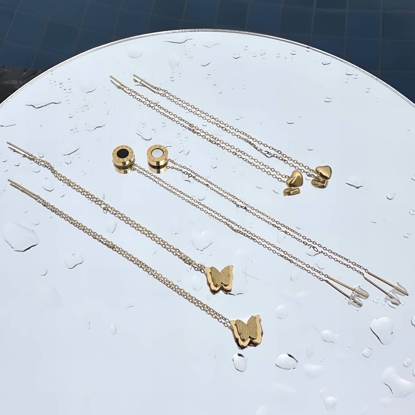 Butterflies Earrings, 18K Gold Plated Steel