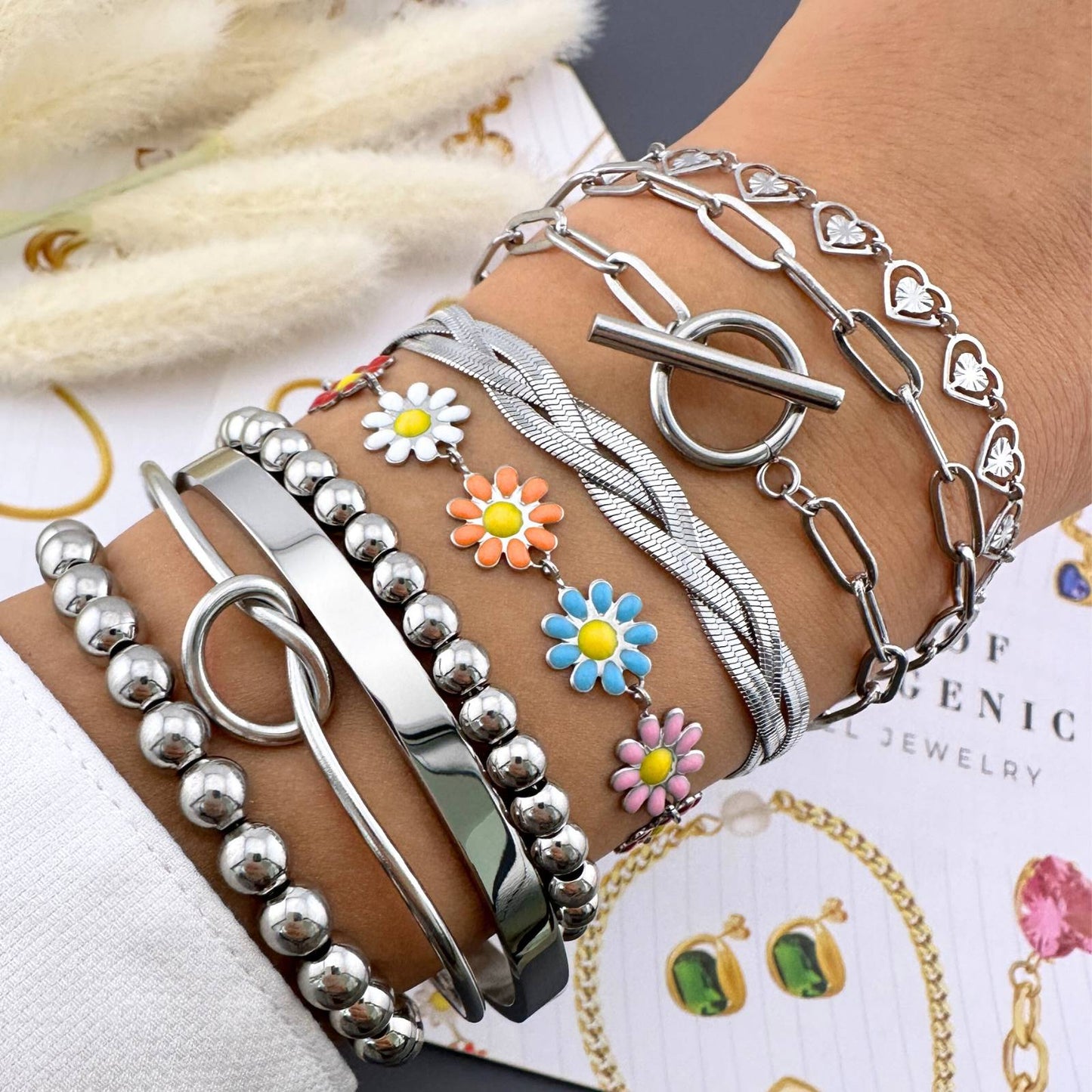 Hearts Bracelet, Stainless Steel