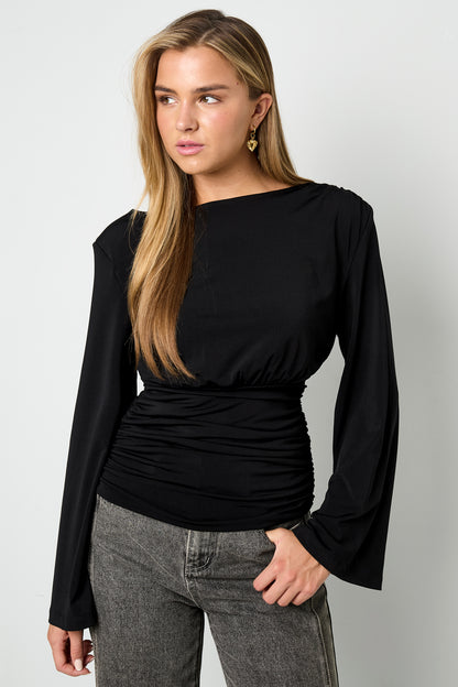 Polyestervezel (Polyester) tops met lange mouwen, effen kleur, elegant, geschikt voor alle gelegenheden.