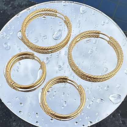 Earrings, 18K Gold Plated Steel