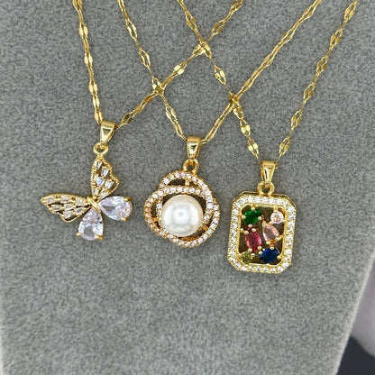 Necklace, 18K Gold Plated Steel