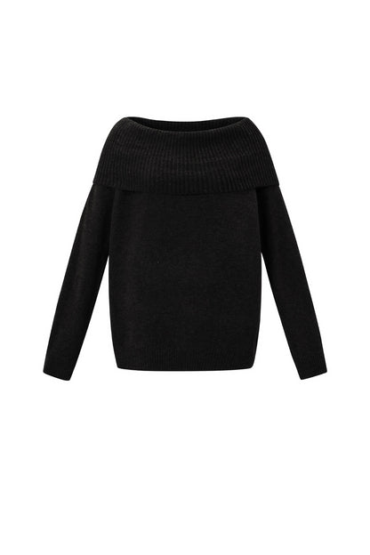 Gebreide Polyestervezel Vrouwen Off-Shoulder Trui Elegant Solide Kleur