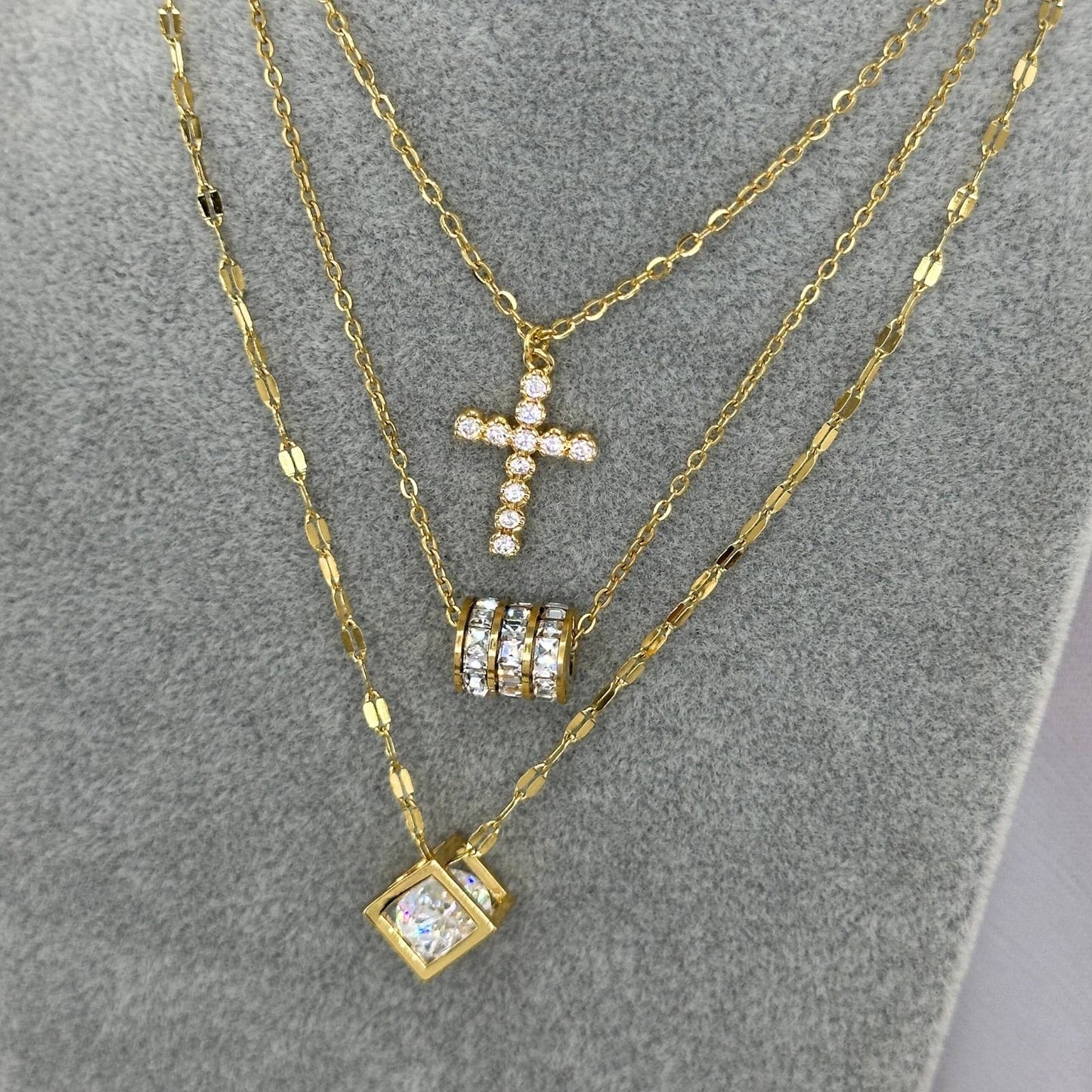 18K gold plated Stainless steel  Crosses necklace