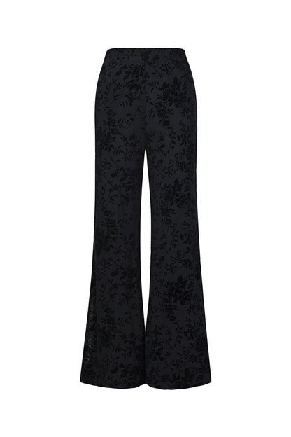 Mesh broek met suède bloemenprint – designed to match
