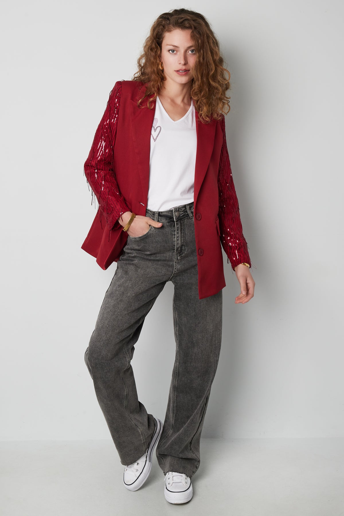 Polyester Vrouwen Jas Met Fransjes Mouw Ontwerp