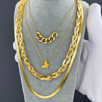 Necklace, 18K Gold Plated Steel