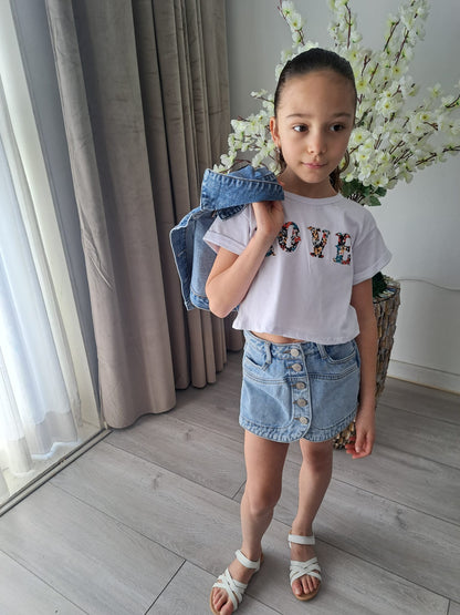 Leuke stoere broekrok spijker -  kinderkleding