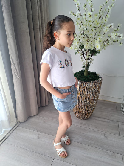Leuke stoere broekrok spijker -  kinderkleding