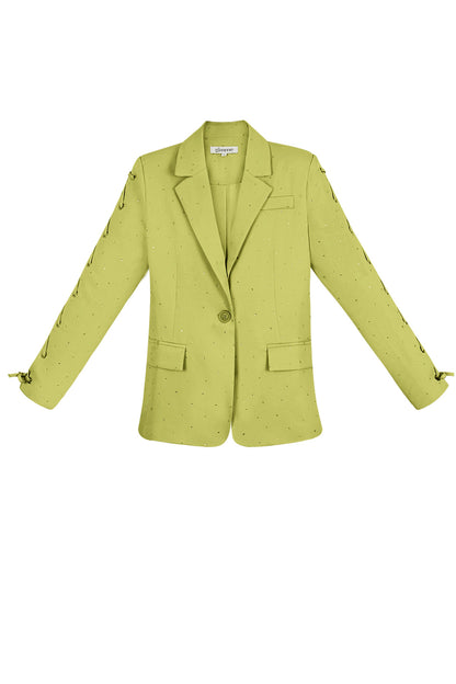 Polyester Vrouwen Jas Set Met Veters Op Mouw