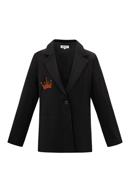 Polyester Vrouwen Suit Jas Kroon Borduurwerk