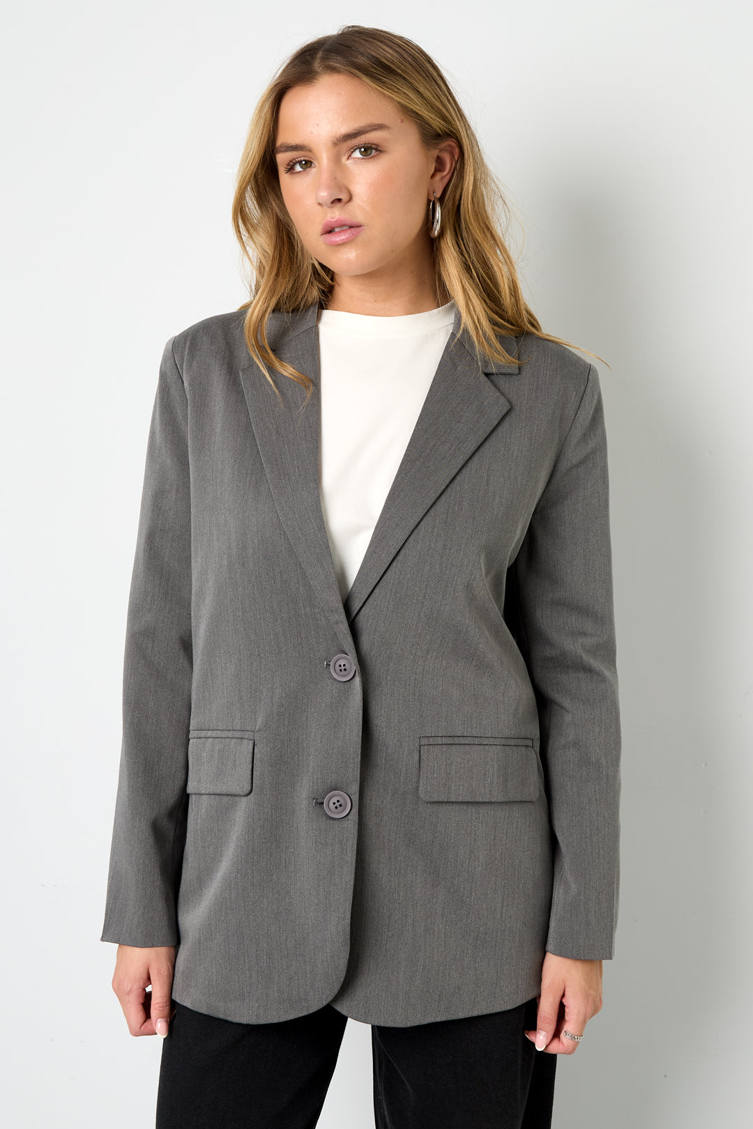 Geweven Polyestervezel Vrouwen Jas Elegant Letters