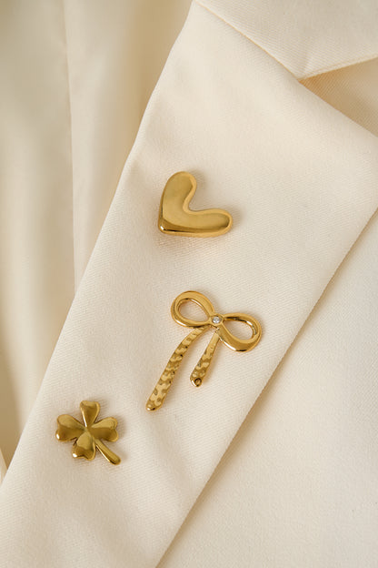 Roestvrijstalen hartvormige broche uit de Simple Daily Simple-serie voor dames.