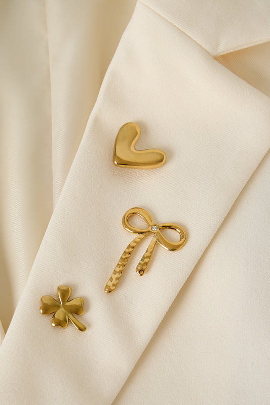 Roestvrijstalen hartvormige broche uit de Simple Daily Simple-serie voor dames.