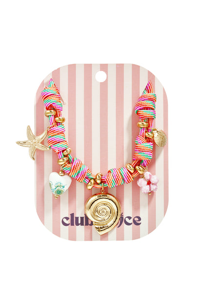 Touw ketting met knopen en schelp charms