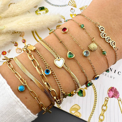 Leaves Bracelet, 18K Gold Plated Steel