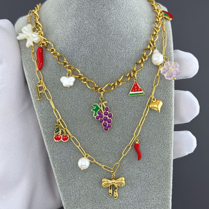 Bow Necklace, 18K Gold Plated Steel